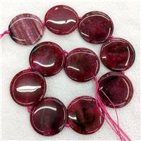 Natural Agate Coin Beads Red Dye, approx 40mm