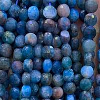 blue Apatite Beads, faceted circle coin, approx 6mm dia