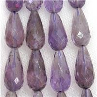 purple Amethyst Beads, faceted teardrop, approx 12-25mm