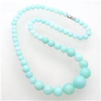 green Malaysia Jade Necklaces with screw clasp, approx 6-14mm, 45cm length