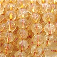 natural Citrine Beads, round, yellow, approx 5mm dia