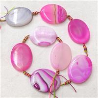 Stripe Agate Oval Beads, hotpink, approx 30-40mm