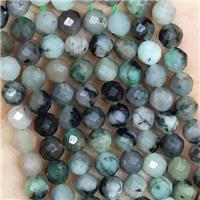 Natural Green Emerald Beads Seed Faceted Round, approx 4mm dia