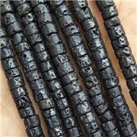 Black Lava Stone Heishi Beads, approx 2x4mm