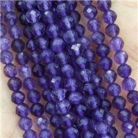 Purple Amethyst Mini Beads Faceted Round AA-Grade, approx 2mm