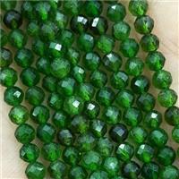 Green Diopside Beads Faceted Round AA-Grade, approx 2mm