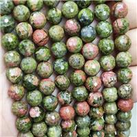 Natural Unakite Beads Faceted Round, approx 8mm dia