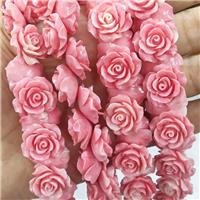 Pink Resin Flower Beads, approx 20mm, 36pcs per st