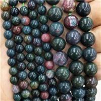 Natural Indian Bloodstone Beads Green Smooth Round, approx 6mm dia