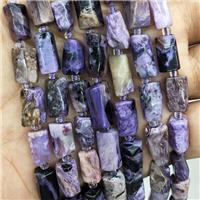 Natural Charoite Beads Purple Tube, approx 7-14mm