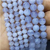 Natural Blue Lace Agate Beads Smooth Round, approx 6mm dia