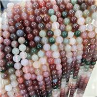 Natural Chinese Yanyuan Agate Beads Smooth Round Mixed Color, approx 8mm dia