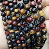 Natural Tiger Eye Stone Beads Multicolor Smooth Round, approx 6mm dia