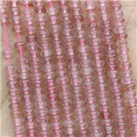 Natural Pink Strawberry Quartz Beads Smooth Rondelle, approx 4mm