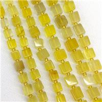 Natural Yellow Fluorite Cube Beads, approx 5-6mm