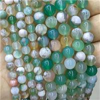 Natural Cherry Sakura Agate Beads Green Dye Smooth Round, approx 8mm dia