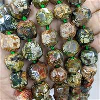 Natural Dragon Veins Agate Nugget Beads Green Dye Faceted Freeform, approx 15-16mm