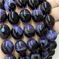 Natural Druzy Agate Barrel Beads Purple Dye, approx 18-19mm