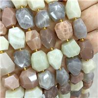 Natural Moonstone Nugget Beads Multicolor Faceted Freeform, approx 12-16mm