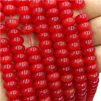 Jade Beads Smooth Rondelle Red Dye, approx 6x10mm