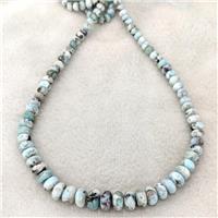 Natural Larimar Rondelle Beads Smooth Graduated, approx 6-12mm