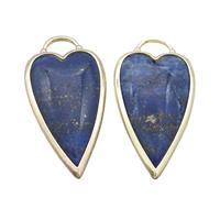 Blue Lapis Lazuli Heart Pendant Gold Plated, approx 18-35mm