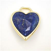 Blue Lapis Lazuli Heart Pendant Faceted Gold Plated, approx 20mm
