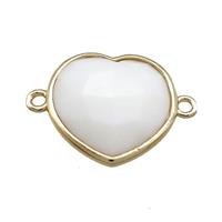 White Jade Heart Connector Gold Plated, approx 17mm
