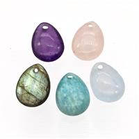 Natural Gemstone Teardrop Pendant Mixed, approx 10-14mm
