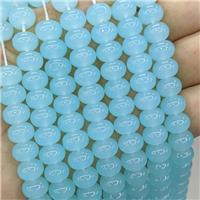 Jadeite Glass Beads Lt.blue Dye Smooth Rondelle, approx 10mm