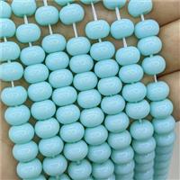 Jadeite Glass Beads Blue Dye Smooth Rondelle, approx 10mm