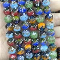 Lampwork Glass Round Beads Smooth Mixed Color, approx 12mm, 33pcs per st