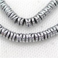 Hematite Heishi Spacer Beads Twist Platinum Electroplated, approx 6mm