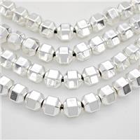Hematite Beads Prism Shiny Silver, approx 4mm