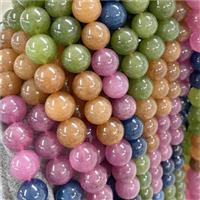 round Malaysia Jade Beads, mixed color, approx 10mm dia