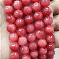 Natural Honey Jade Beads Red Dye Smooth Round, approx 6mm dia