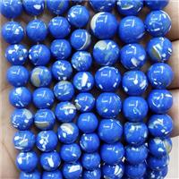 Blue Jade Beads Inlay Trochid Shell Dye Smooth Round, approx 8mm dia