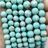 Teal Jade Beads Inlay Trochid Shell Dye Smooth Round, approx 10mm dia