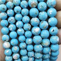 Turqblue Jade Beads Inlay Trochid Shell Dye Smooth Round, approx 8mm dia