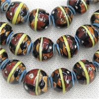 round Oriental Porcelain beads, coffee, approx 13mm dia