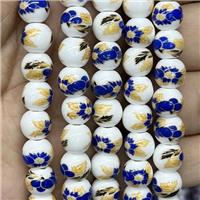 Porcelain beads, round, approx 8mm dia