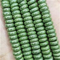 Green Porcelain Heishi Beads Ceramic Spacers, approx 10mm, 40pcs per st