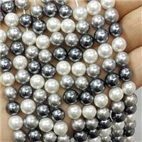 Pearlized Shell Beads Smooth Round Mixed Color, approx 10mm dia