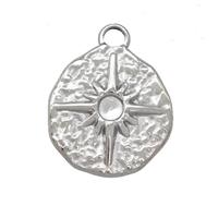 Raw Stainless Steel Sunburst Pendant Circle, approx 18-20mm