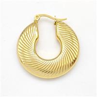 304 Stainless Steel Earring Hollow Gold Plated, approx 30mm dia