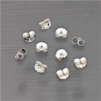 Sterling Silver Earring Nuts Back Shiny Silver, approx 4x6mm