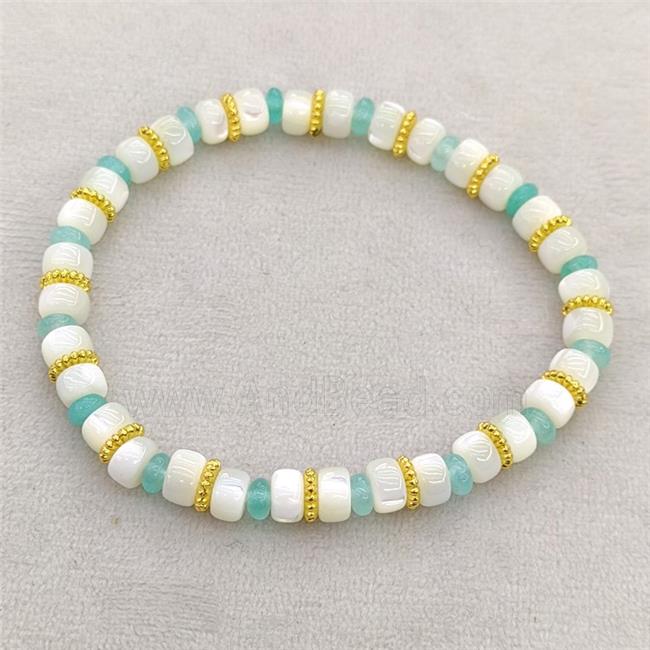 MOP Shell Bracelets Stretchy Rondelle