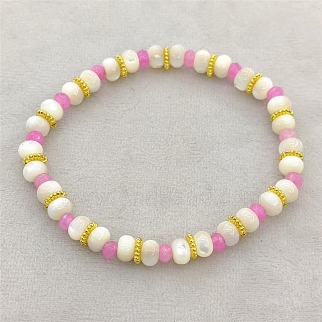 MOP Shell Bracelets Stretchy Rondelle