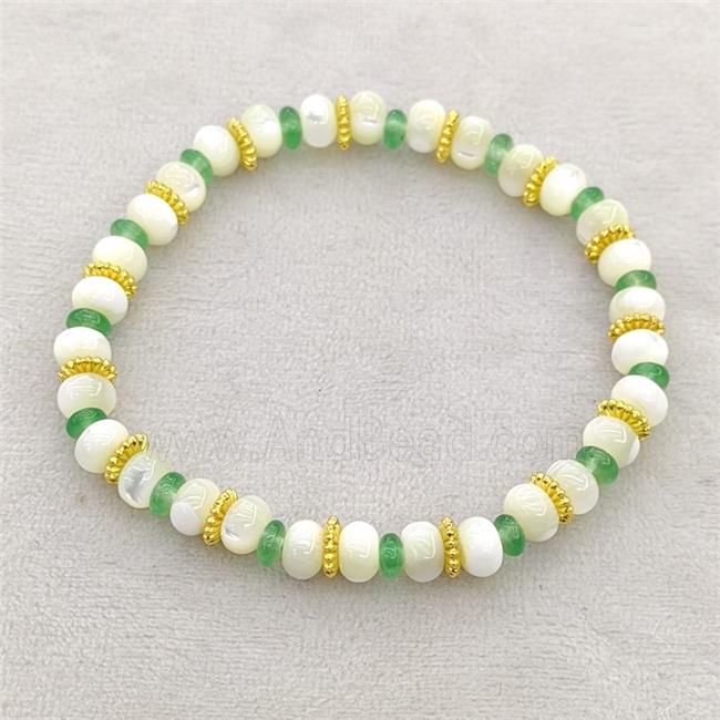 MOP Shell Bracelets Stretchy Rondelle