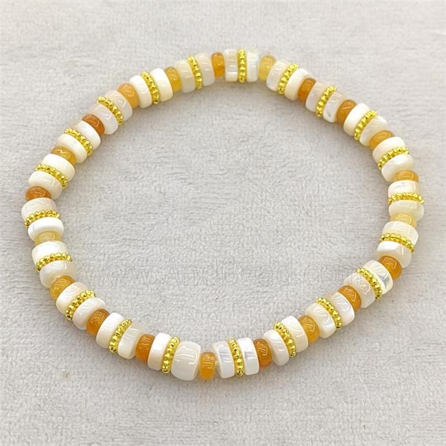 Coffee MOP Shell Bracelets Stretchy Rondelle